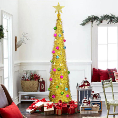 5Ft Pop Up Christmas Tinsel Tree (Gold)