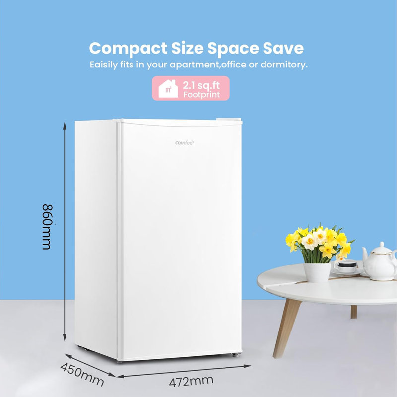 Comfee 0.093m³ L Freestanding Mini Fridge with Freezer, White