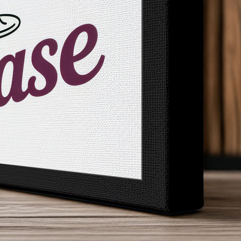 Wine Please Typography - Wrapped Canvas, 30x20 - 76.2 x 50.8 cm, Black Border