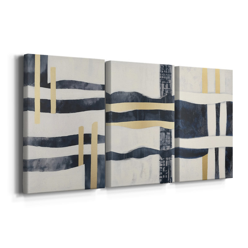 Série ABSTRACT DCCDXCV - Toile tendue sur mesure - 3 pièces, H 60 po x l 120 po