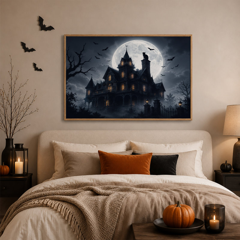 Art mural sur toile Spooky Gothic House, H 36 po x l 48 po