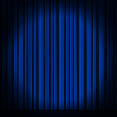 Blue Curtain In Theater by Yodiyim - Wrapped Canvas Print