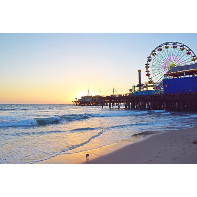 Santa Monica Beach At Sunset - Wrapped Canvas Print