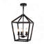 Lustre lanterne de ferme à 5 lumières, suspension géométrique en métal noir mat avec chaîne réglable, pour îlot de cuisine, salle à manger, hall d'entrée (ampoules non comprises)