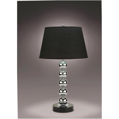 2 modern minimalist table lamps with reflective spheres attract attention in black and silver
