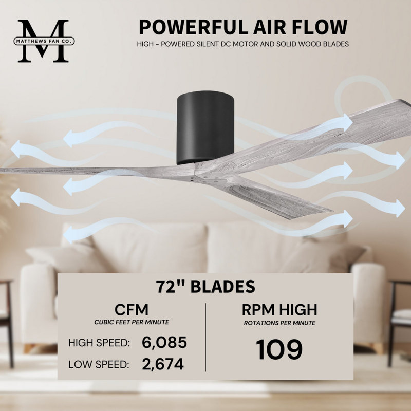 Irene Ceiling Fan, Barn Wood Tone, Matte Black, 72"