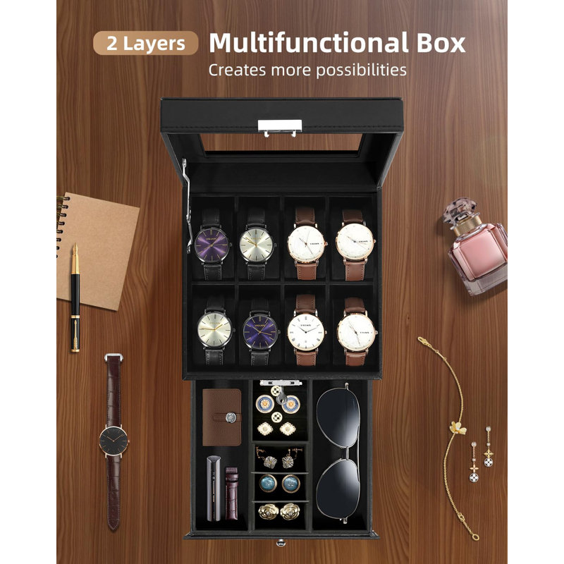 Leather Watch Box +, Black