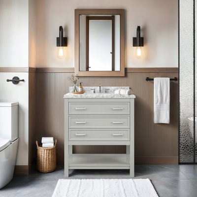 Sobhi 31" Single Bathroom Vanity With Marble Top