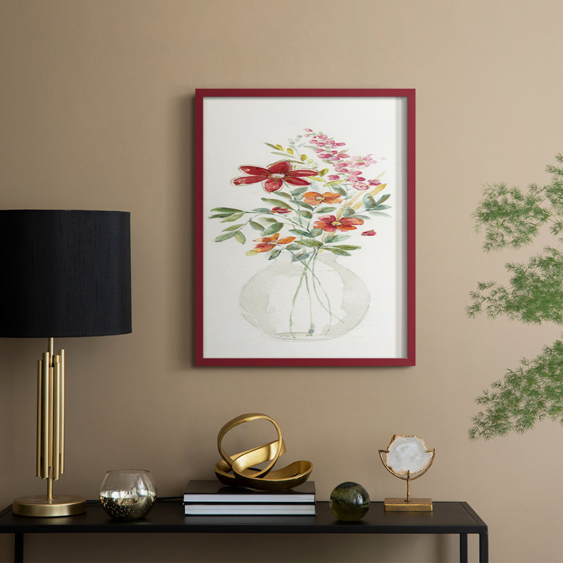 Reproduction encadrée Provence Bouquet II - bois massif, H 21 po x l 17 po, Rouge