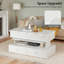 Table basse à plateau relevable avec bande lumineuse à DEL, 4 tiroirs et compartiment caché-1841475128