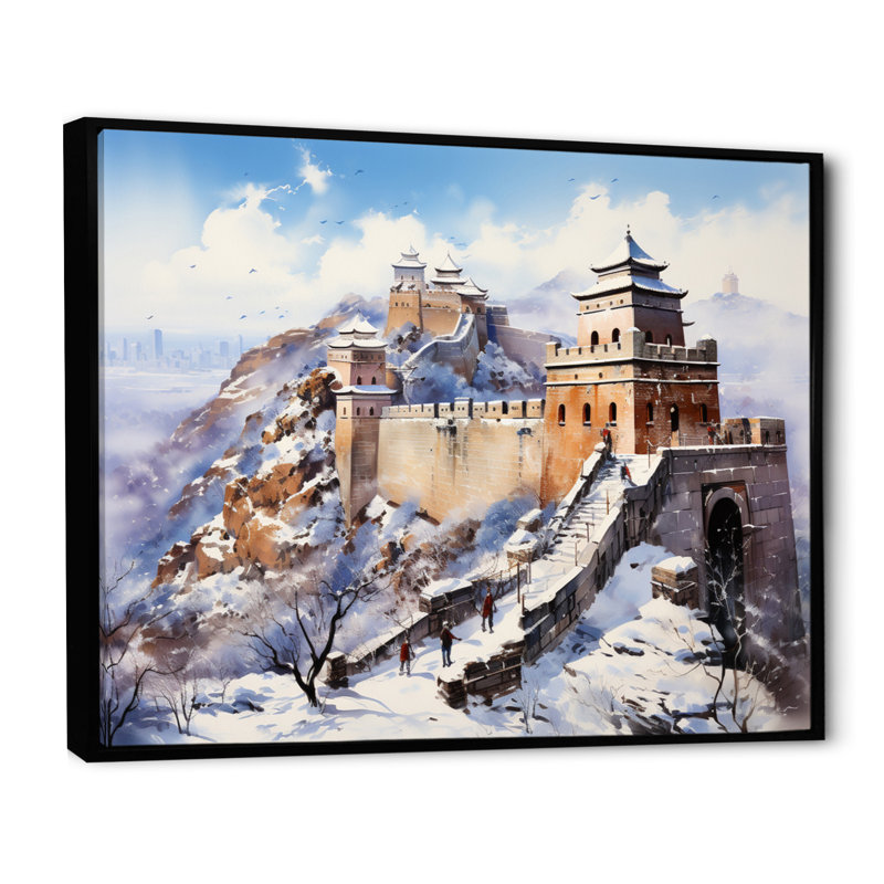 Paysage asiatique II sur toile, H 34 po x l 44 po x P 1,5 po, Cadre flottant noir
