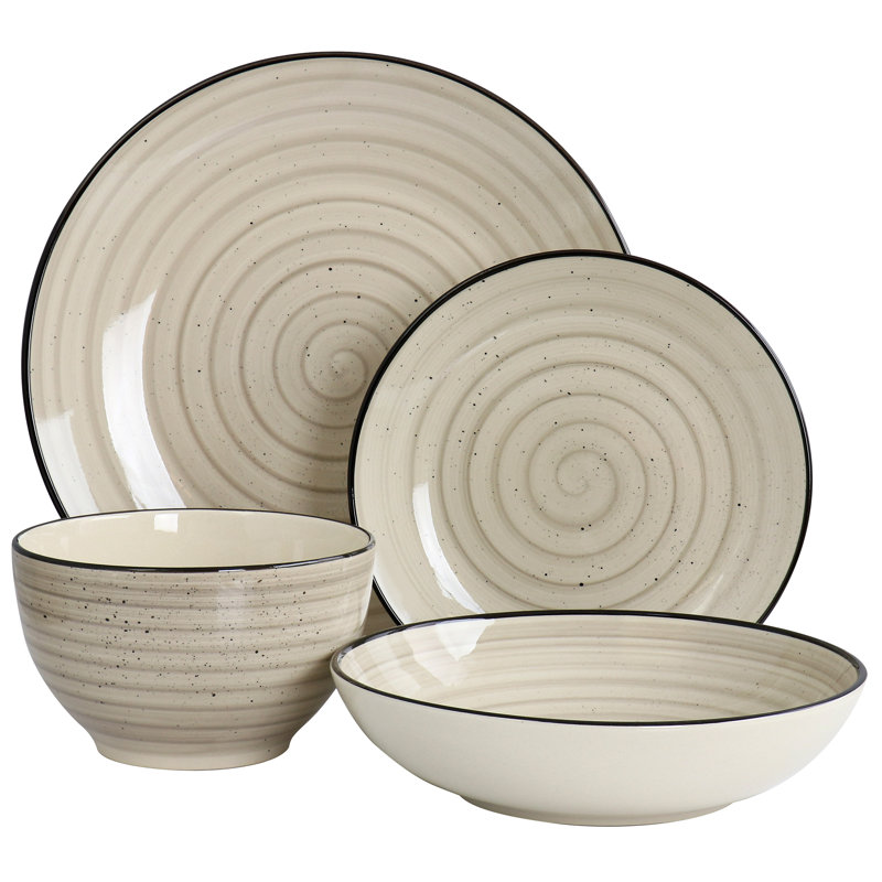 Piece Stoneware Dinnerware Set - Service for 6, Cream