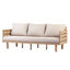 Canapé d'extérieur 3 places en bois d'acacia avec coussins amovibles
