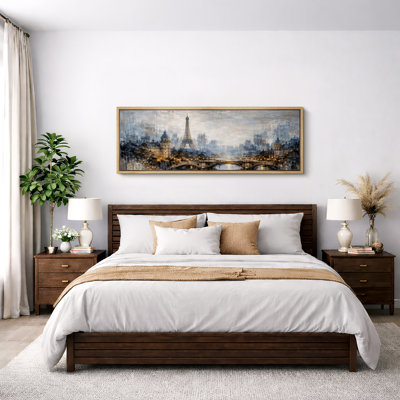 Paris Eiffel Tower River Cityscape Romantic Urban Wall Decor Extra Large Pictures Framed Canvas Print Wall Art