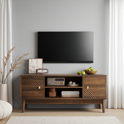 Meuble télé de 43,31 po, meuble télé de style Mid-Century moderne pour téléviseur 32/45 po, centre de divertissement avec rangement, console média pour le salon et la chambre à coucher