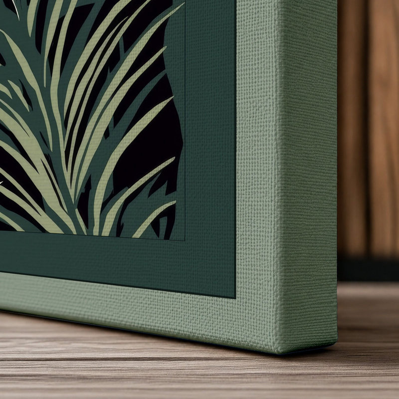 Tropical Jungle Fronds Botanical - Wrapped Canvas, 18x12 - 45.7 x 30.5 cm, Sage Border