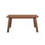 Table de salle à manger contemporaine en bois, fini noyer, pattes courbées, design élégant, mobilier de salle à manger moderne.