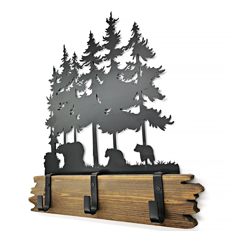 Bears Wooden And Metal Rack With Hook