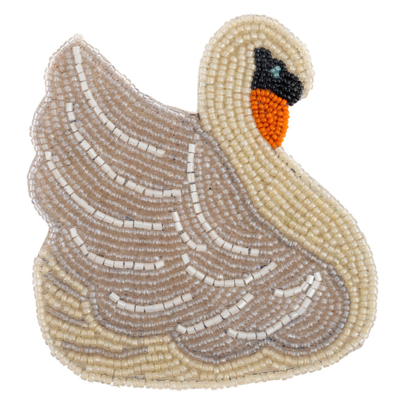 BEADED COASTERS S4  SWAN