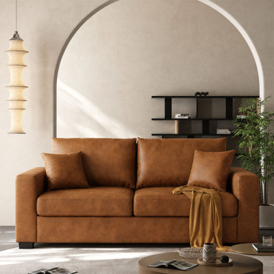 Canapé deux places en cuir Air de 175 cm, style moderne du milieu du siècle.