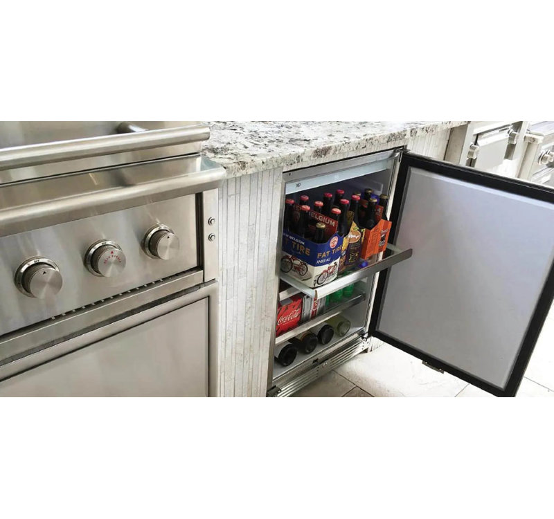 Outdoor Refrigerator 15" Solid Stainless Steel, Left Hinge