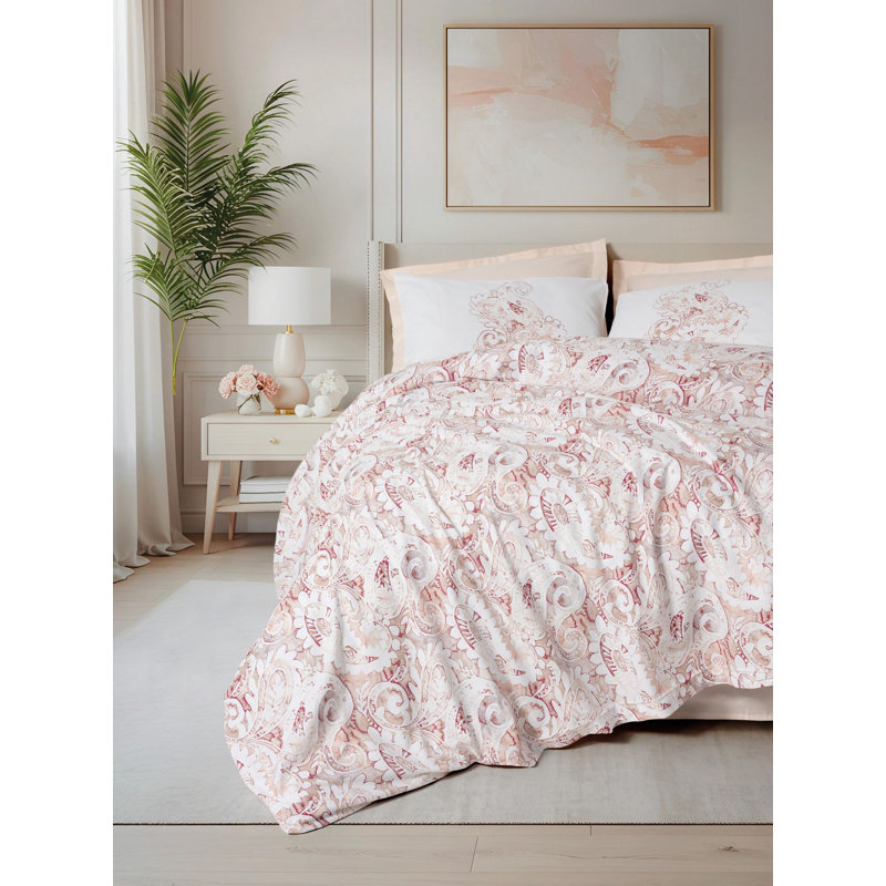 100% Cotton Ranforce Single Quilt Cover Set, Salmon Color | Includes 63 x 87 Duvet Cover, 71 x 95 Flat Sheet & 20 x 28 Pillowcase | Machine Washable, Envelope & Button Closures, Soft & Durable Design