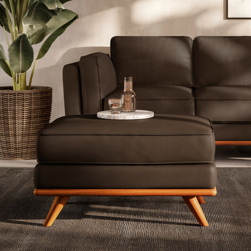 Shanteka 31" Leather Ottoman, Chocolat