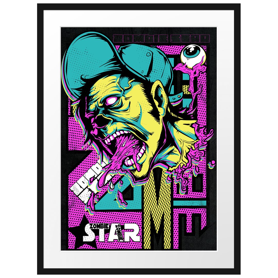 Gerahmtes Poster Zombie-Superstar Black