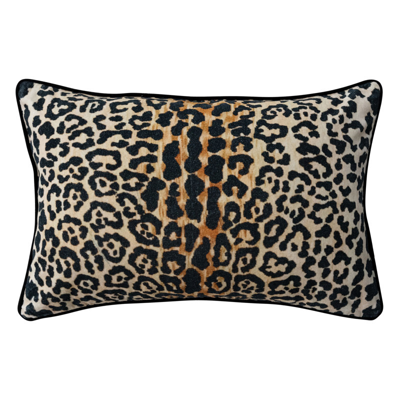 Coussin lombaire en velours de coton à imprimé léopard