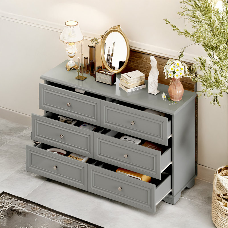 Commode 6 tiroirs, Gris