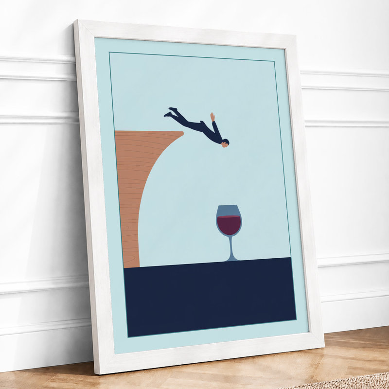 Diver Above Glass Minimalist - Print, A1 - 84.1 x 59.4 cm, White