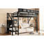Lit mezzanine simple en métal avec escalier et rangement, fonctionnel pour la chambre à coucher, noir, armoire de rangement pour poids de 125,4 lb, pratique