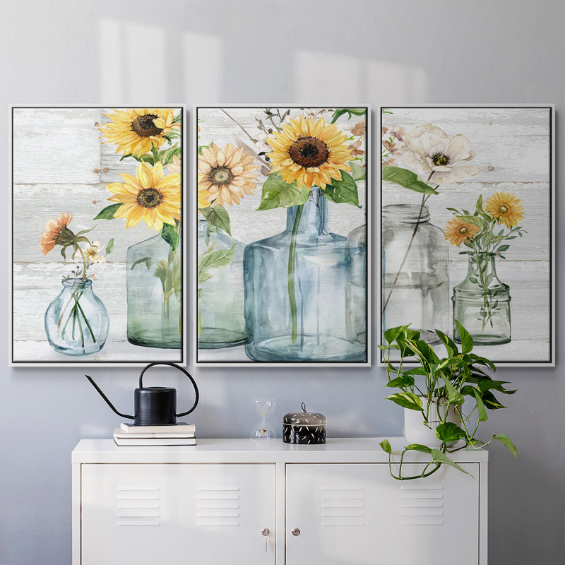 Tournesol 3 pièces, H 24 po x l 48 po x P 2 po, Blanc