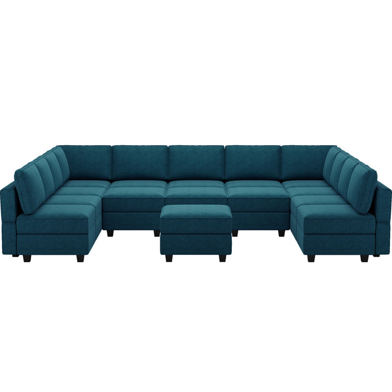 Canapé-lit modulaire en U 33,5 po Neemi, Mélange de polyester bleu