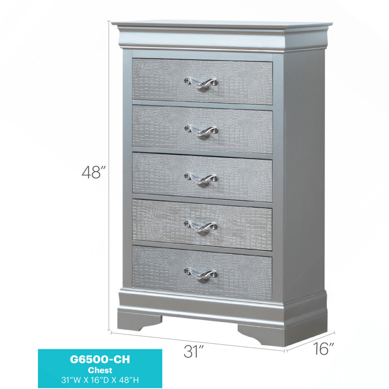 Lorana G6500-CH Chest ,Silver Champagne, Champagne