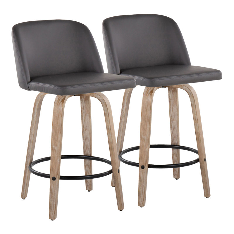 Lakyia Swivel Upholstered Counter Stool, Gray