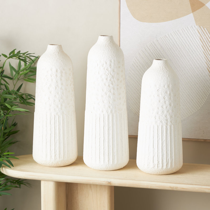 Cole And Grey Metal Textured Decorative Vase With Honeycomb Pattern