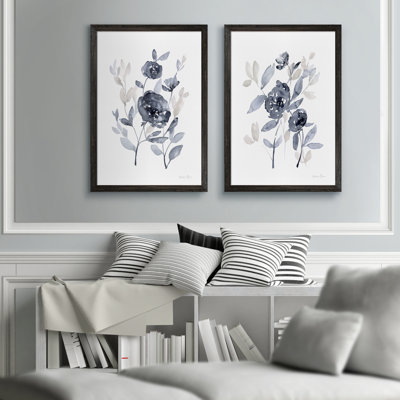 Peonies in Gray - 2 Piece Picture Frame Painting Print Set