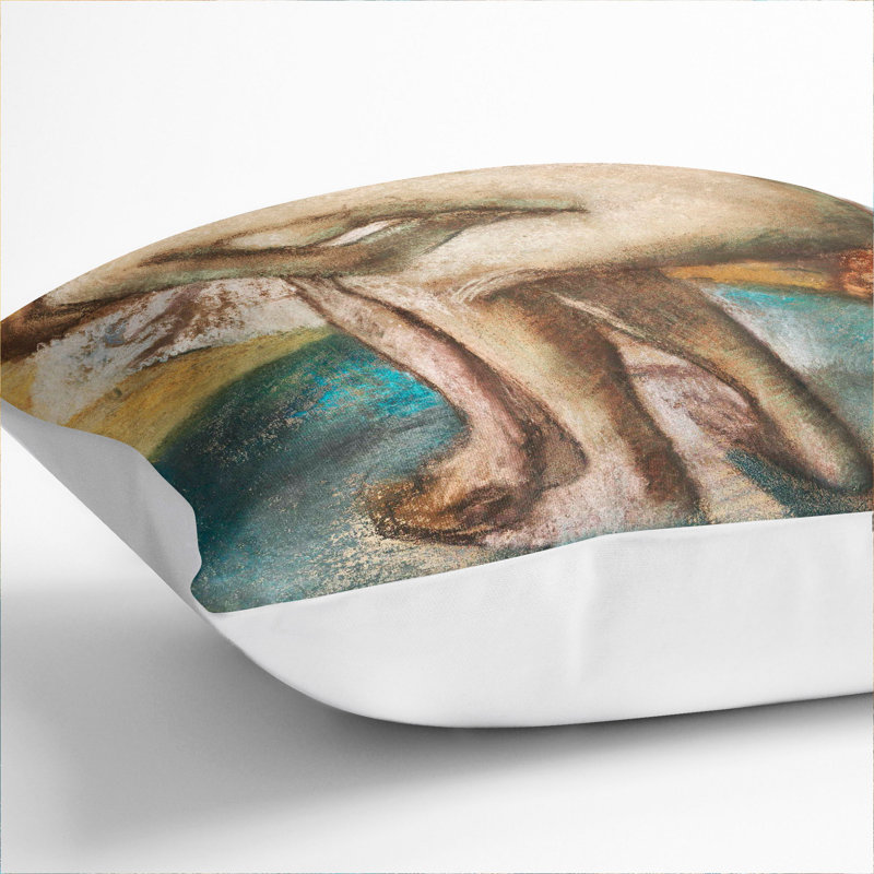 Nude Woman Bathing Square Throw Cushion, 55cm H x 55cm W x 20cm D, White