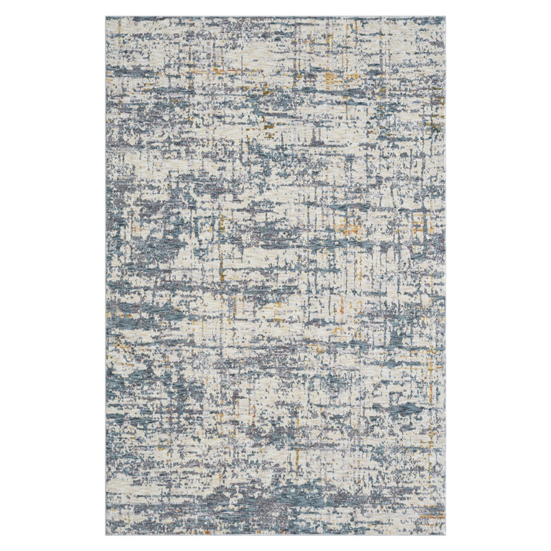 Conrado Performance Modern Industrial Abstract Blue/Gray/Multicolor Rug, Rectangle 9'10" x 13'1"