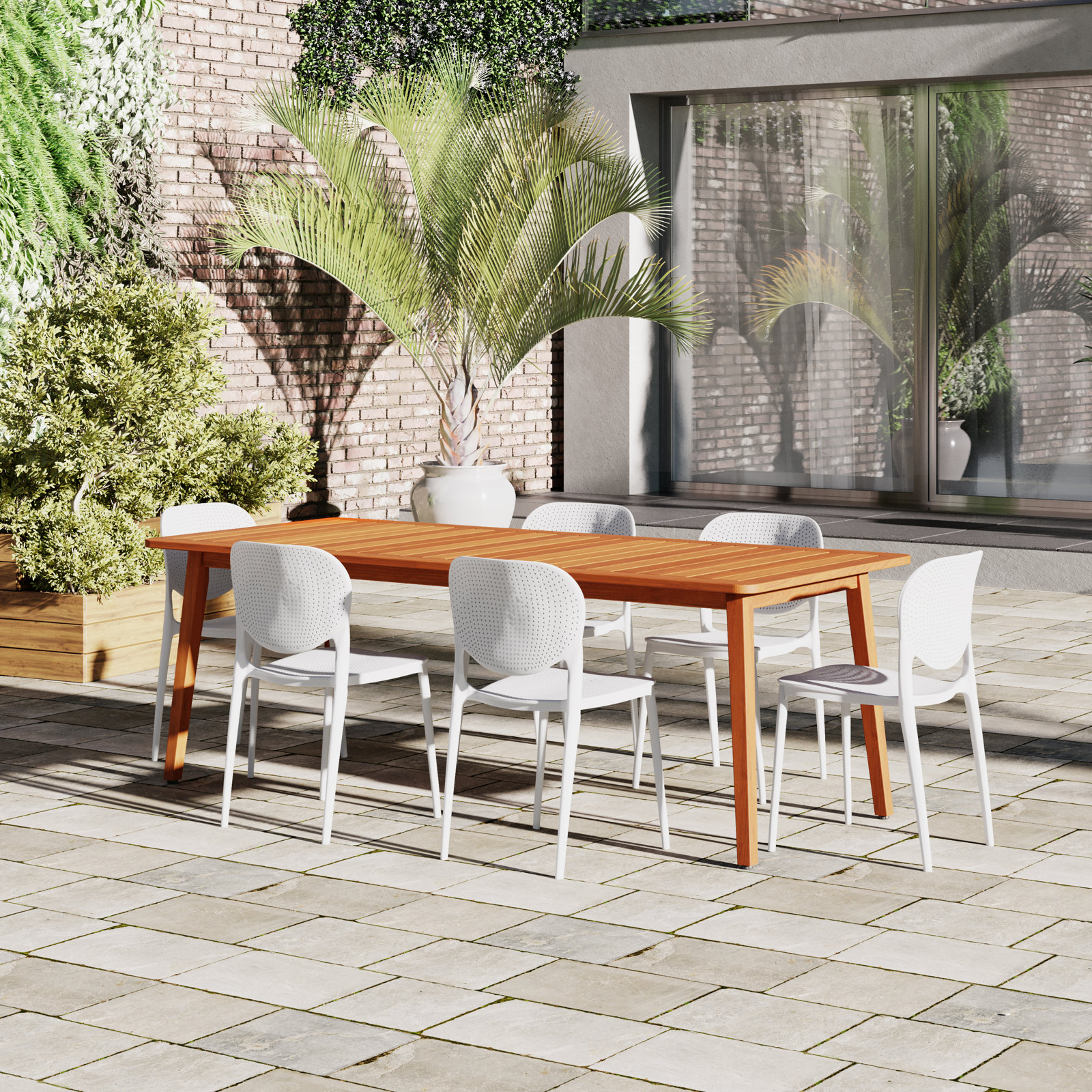 Anautica 85" Eucalyptus Patio Dining Set