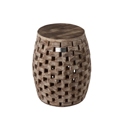 Axen Patio Sense Maya Oval Rustic Garden Stool Wood Outdoor Seating & End Table - Seasoned Patina Finish by Gracie Oaks