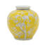 Grand vase incurvé jaune et blanc
