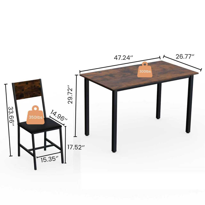 Ensemble 5 pièces de mobilier de salle à manger moderne en métal et bois pour 4 personnes, chaises de table de salle à manger