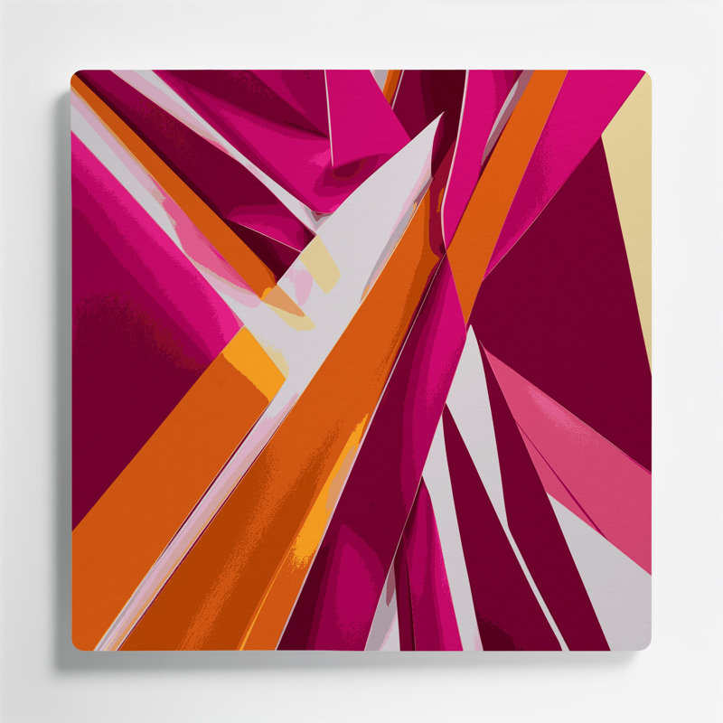 Art abstrait en métal rouge, formes abstraites 75, H 12 po x l 12 po