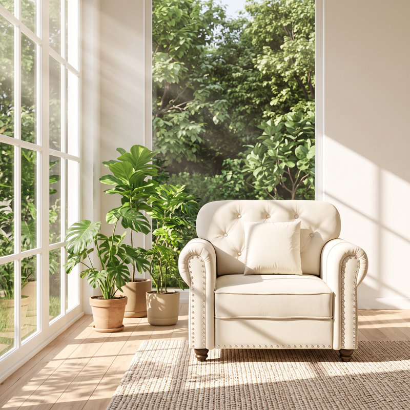 Fauteuil Chesterfield capitonné en velours, 105 cm L x 76 cm P x 86 cm H