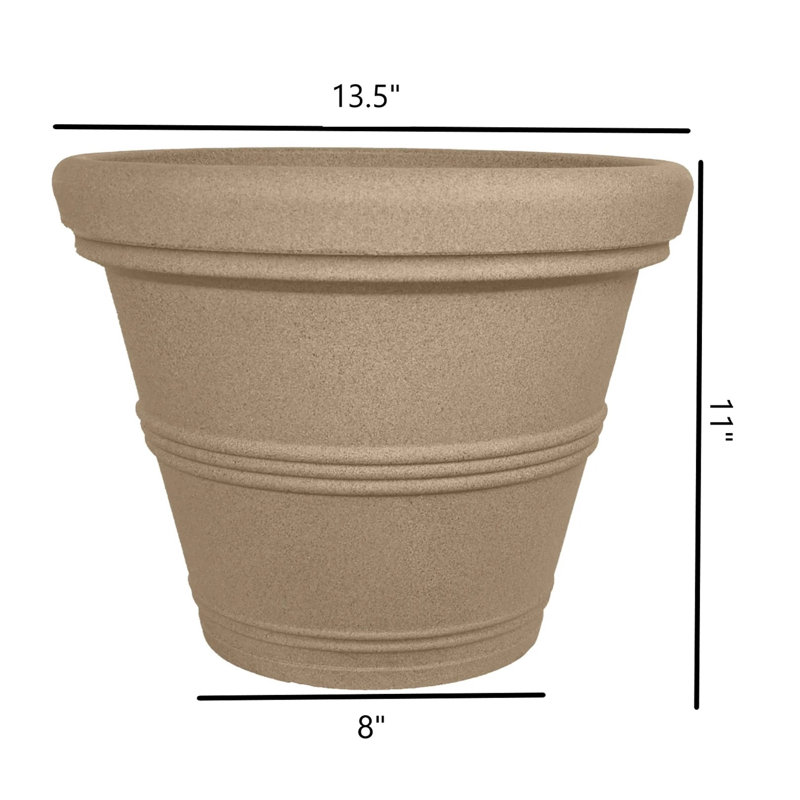 Alojzia Pot Planter, Sandstone,  11" H x 13.5" W x 13.5" D