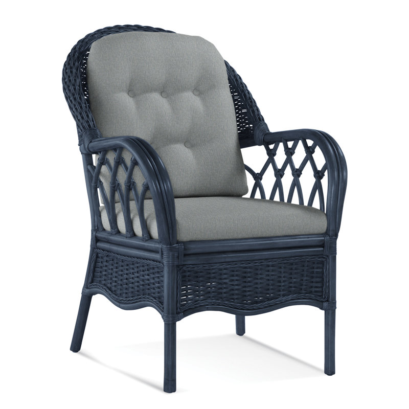 Chaise avec accoudoirs rembourrée Everglade, Tissu performance bleu clair 0851-55, Marine