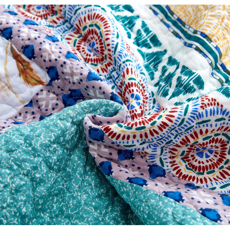 Cotton Patchwork Quilt, California King Quilt + 2 Shams
