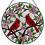 Panneau de vitrail en verre coloré 12 "H Cardinal Blossom-1257166148